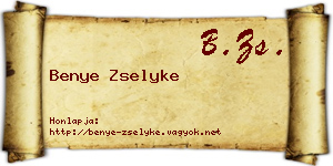 Benye Zselyke névjegykártya
